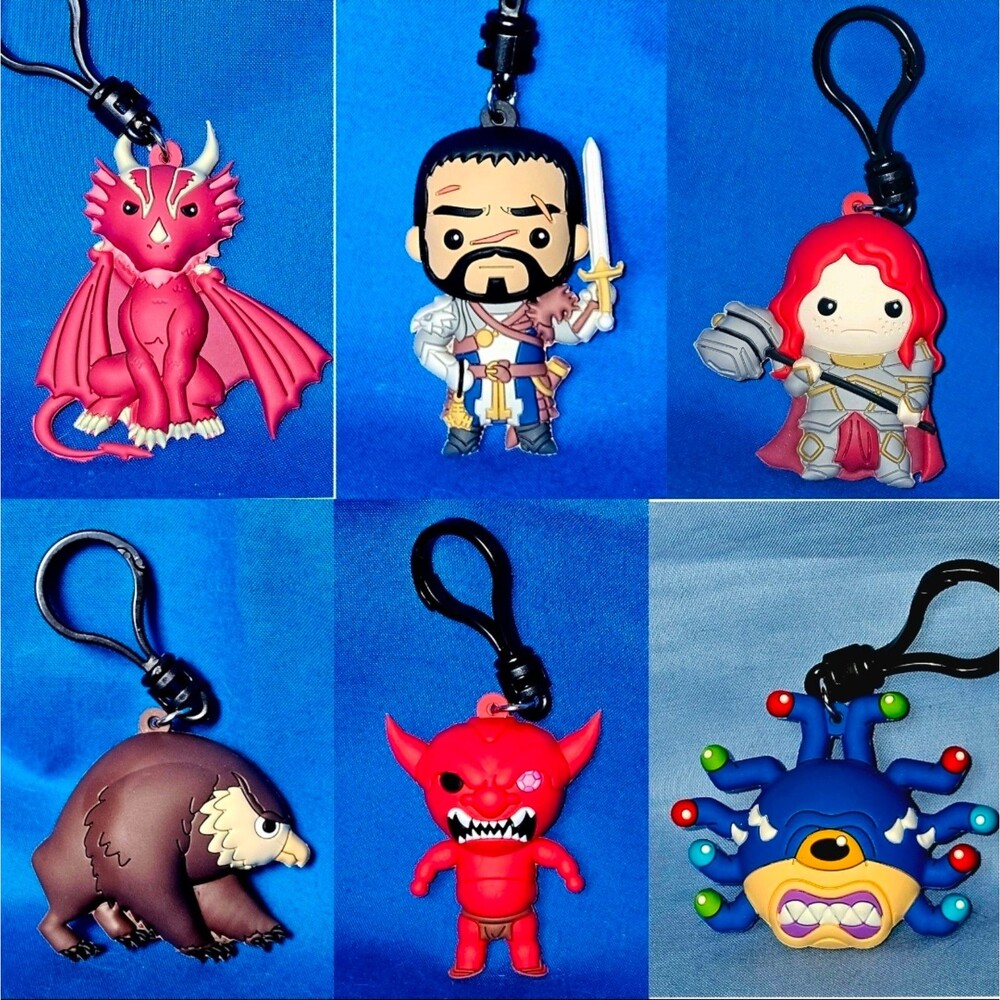 (6) Dungeons and Dragons 3D Figural Bag Keychain Backpack Collectible DnD Clips